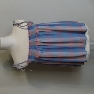 LOFT women's medium pastel blue pink tie shoulder tank top flowy smocked